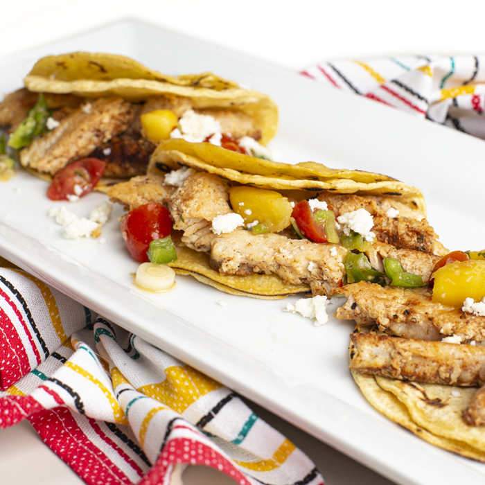 Chicken Street Tacos with Tomato & Mango Salsa